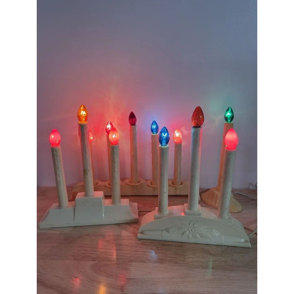 Set Of 4 Electric‎ Candelabra Candolier Candle Drip Christmas Vintage Old World